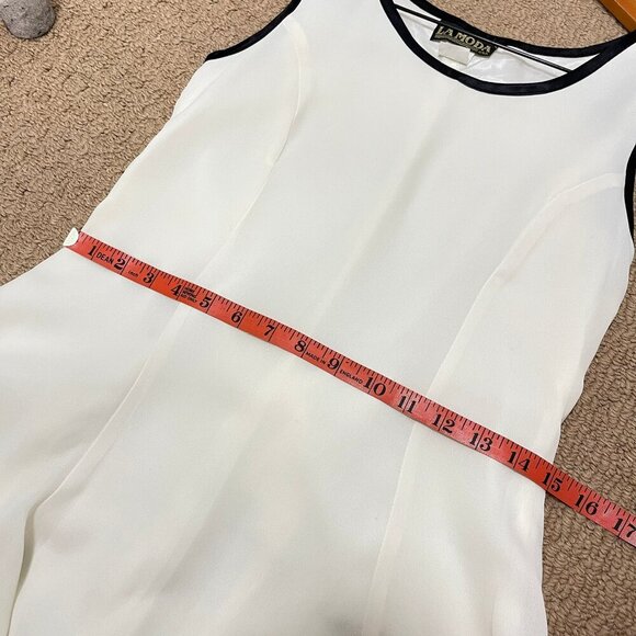 Vintage Tiered Dress with Satin Accents Cream Black – Small - Picture 7 of 9